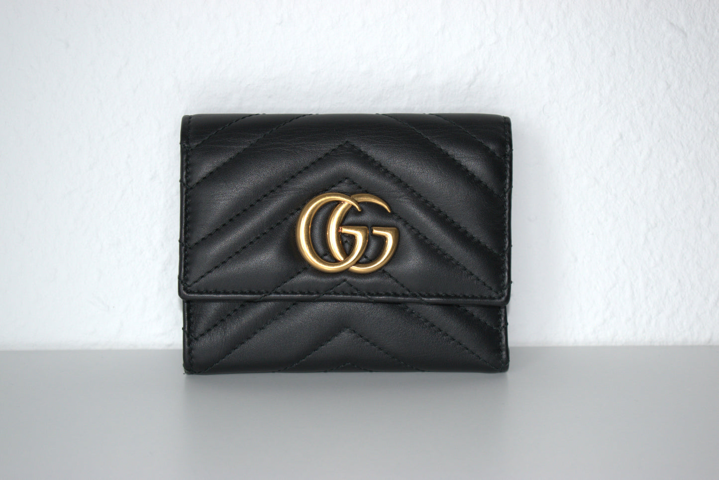Gucci Marmont Geldbörse Leder Schwarz Gold