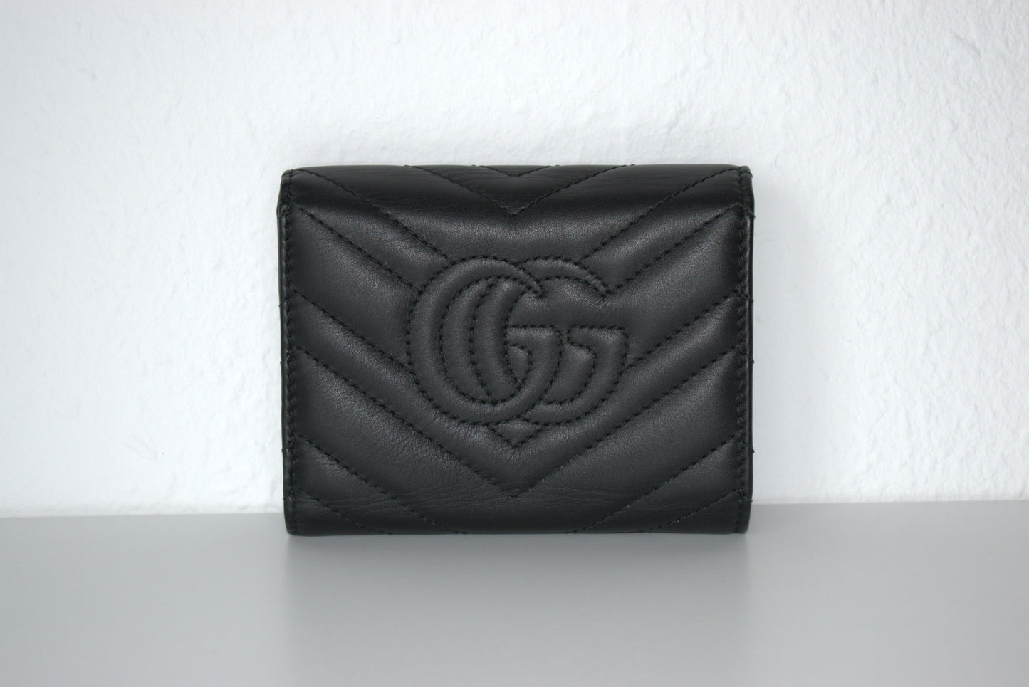Gucci Marmont Geldbörse Leder Schwarz Gold