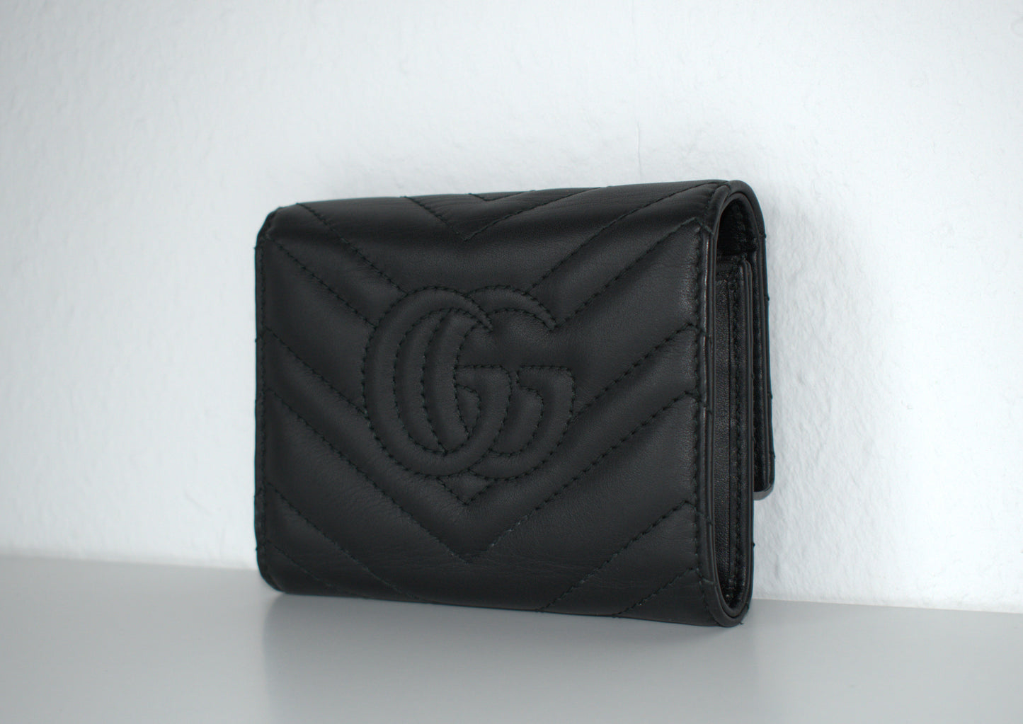 Gucci Marmont Geldbörse Leder Schwarz Gold