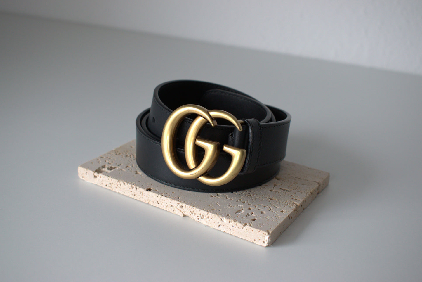 Gucci Marmont Gürtel 90/3 Schwarz Leder Gold