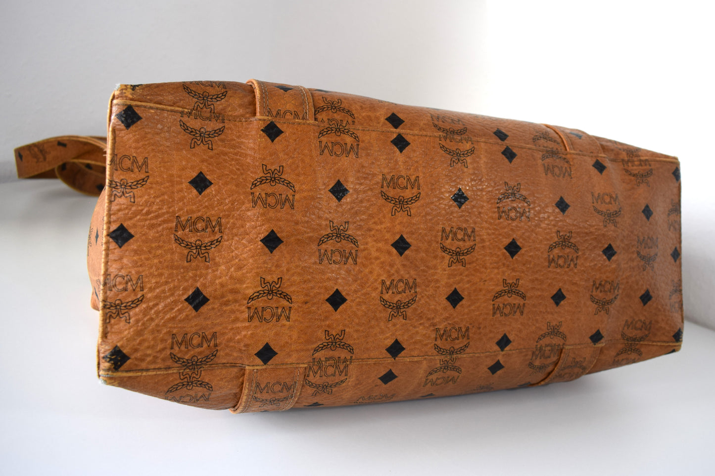 Vintage MCM Brown Visetos Canvas Tote Bag Schultertasche Groß