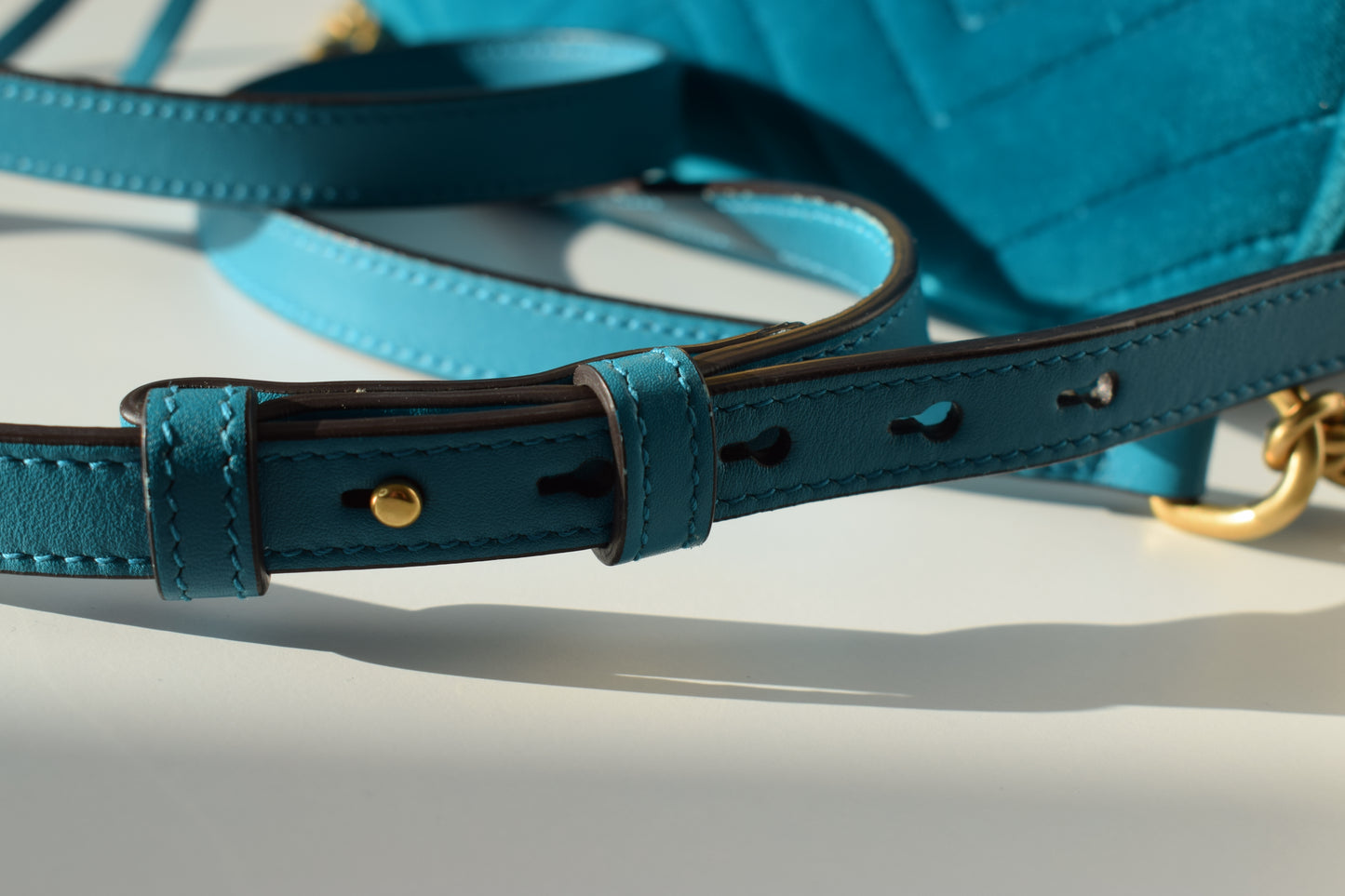 Gucci Marmont Samt Crossbody Bag Türkis Grün Gold
