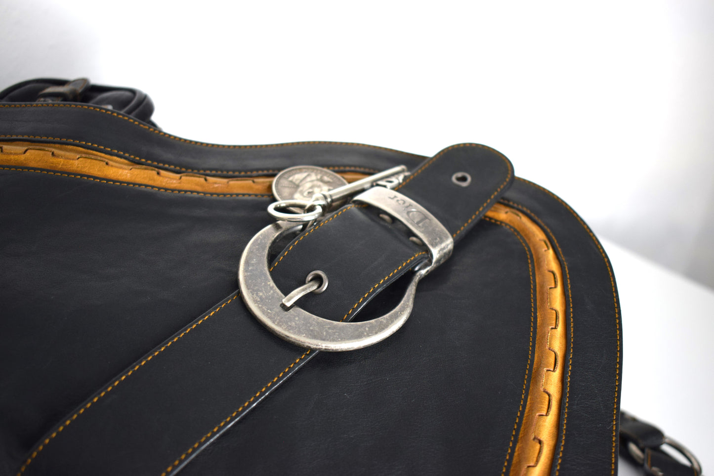 Dior Vintage Saddle Bag "Gaucho" Schwarz Großes Modell