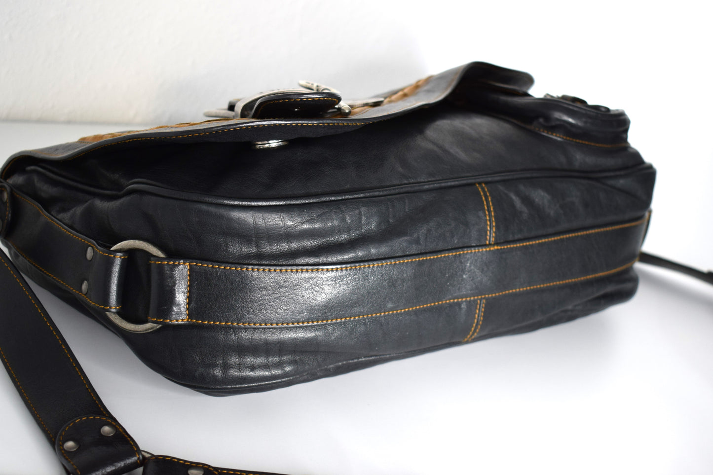 Dior Vintage Saddle Bag "Gaucho" Schwarz Großes Modell