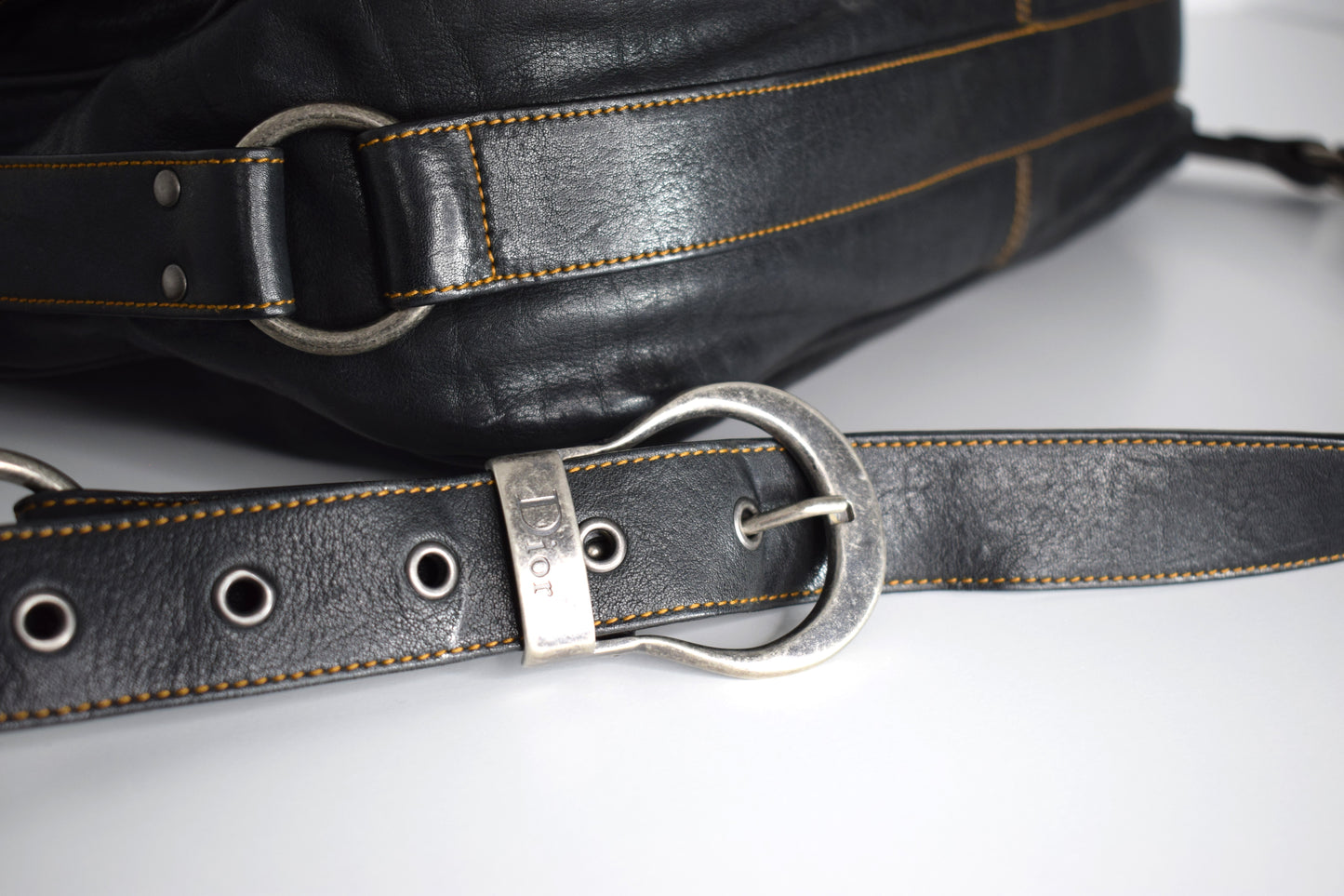 Dior Vintage Saddle Bag "Gaucho" Schwarz Großes Modell