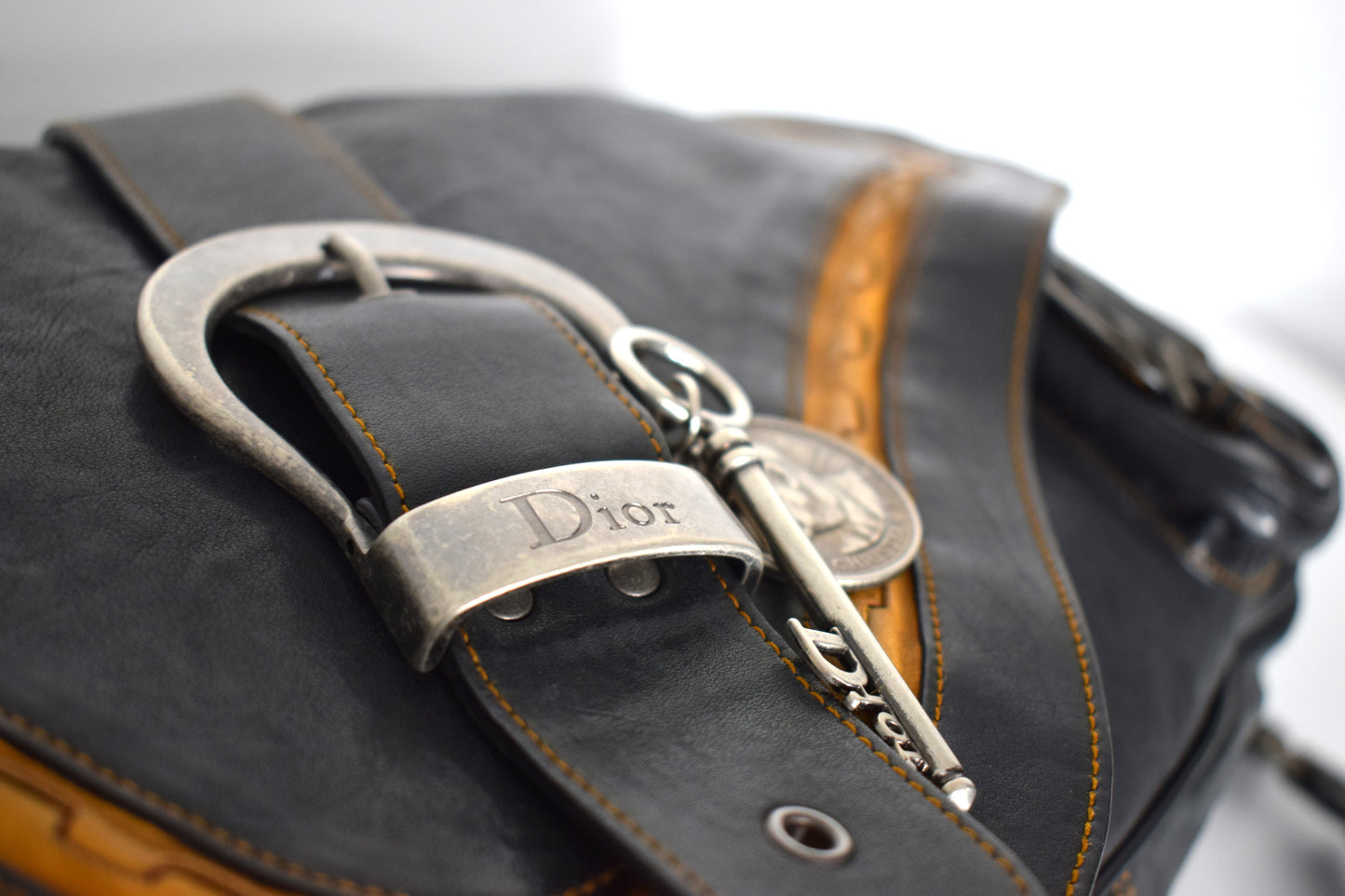 Dior Vintage Saddle Bag "Gaucho" Schwarz Großes Modell