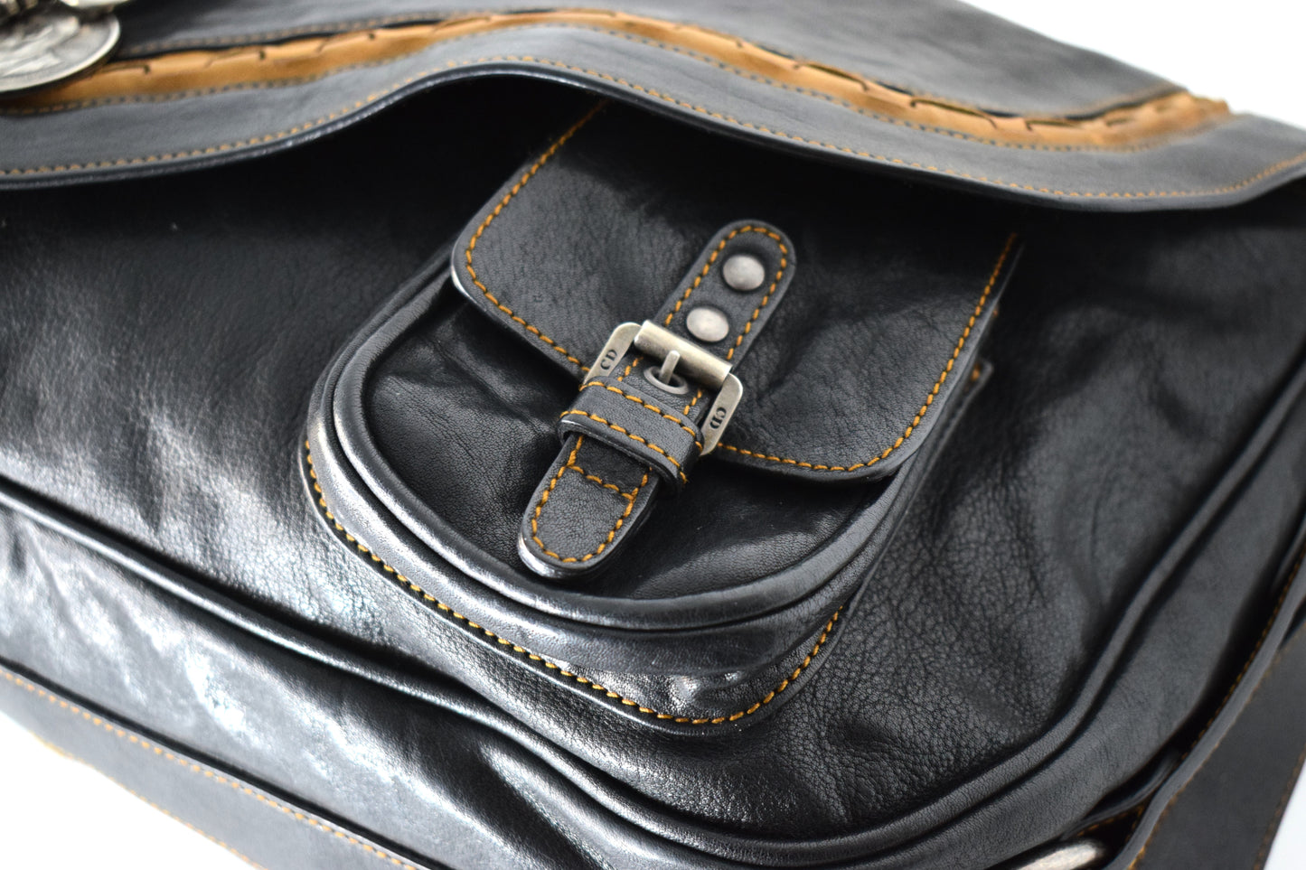 Dior Vintage Saddle Bag "Gaucho" Schwarz Großes Modell