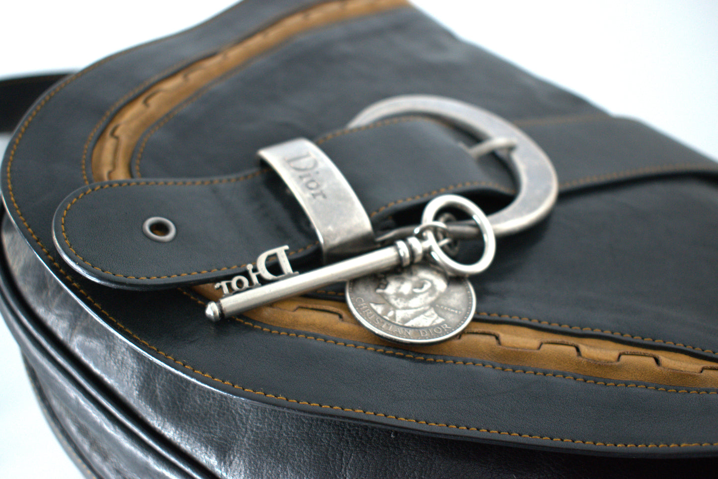 Dior Vintage Saddle Bag "Gaucho" Schwarz Großes Modell