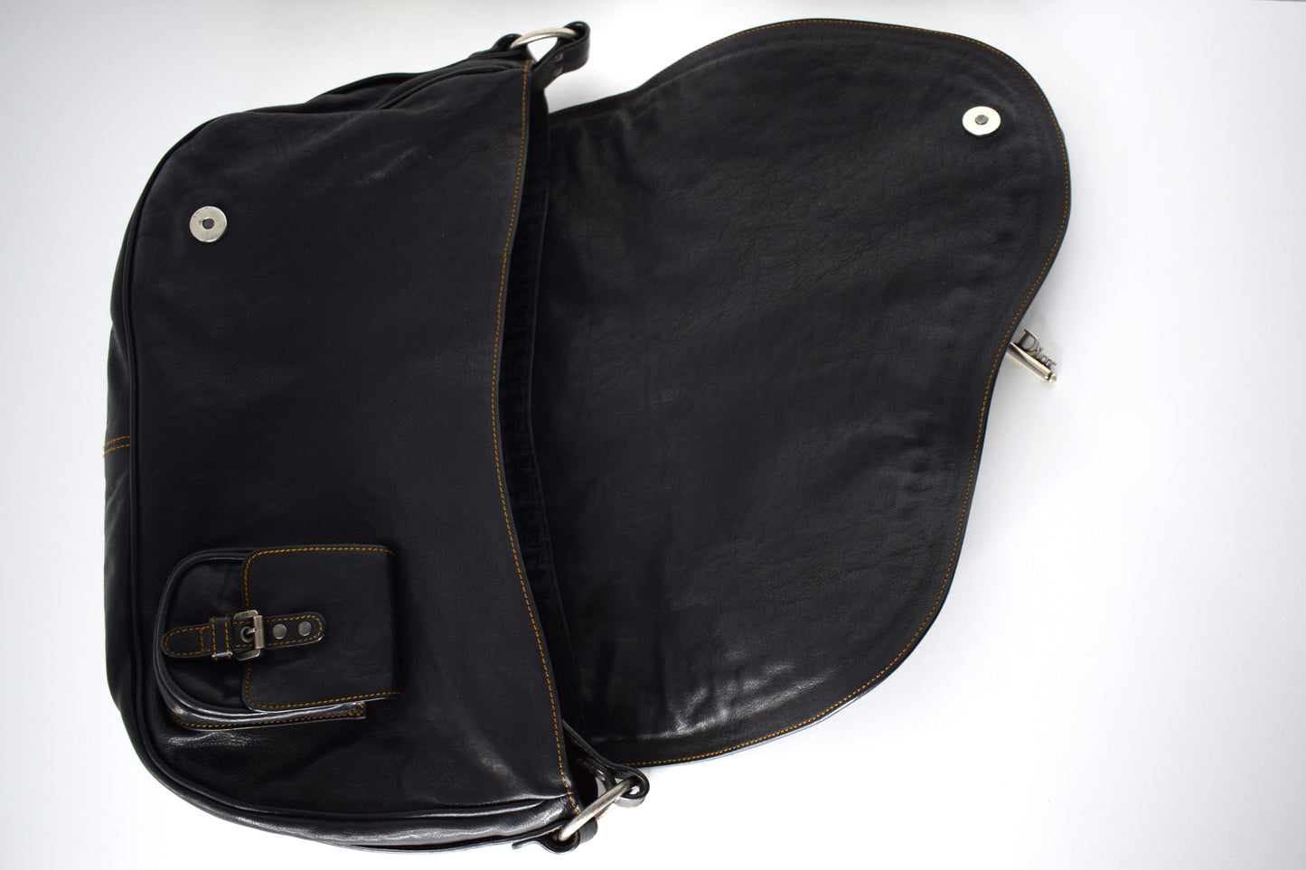 Dior Vintage Saddle Bag "Gaucho" Schwarz Großes Modell