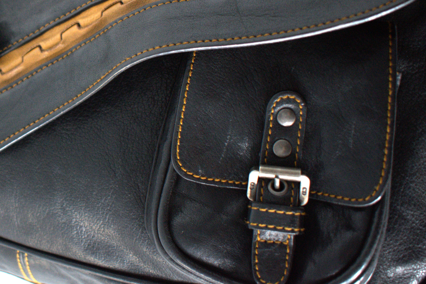 Dior Vintage Saddle Bag "Gaucho" Schwarz Großes Modell
