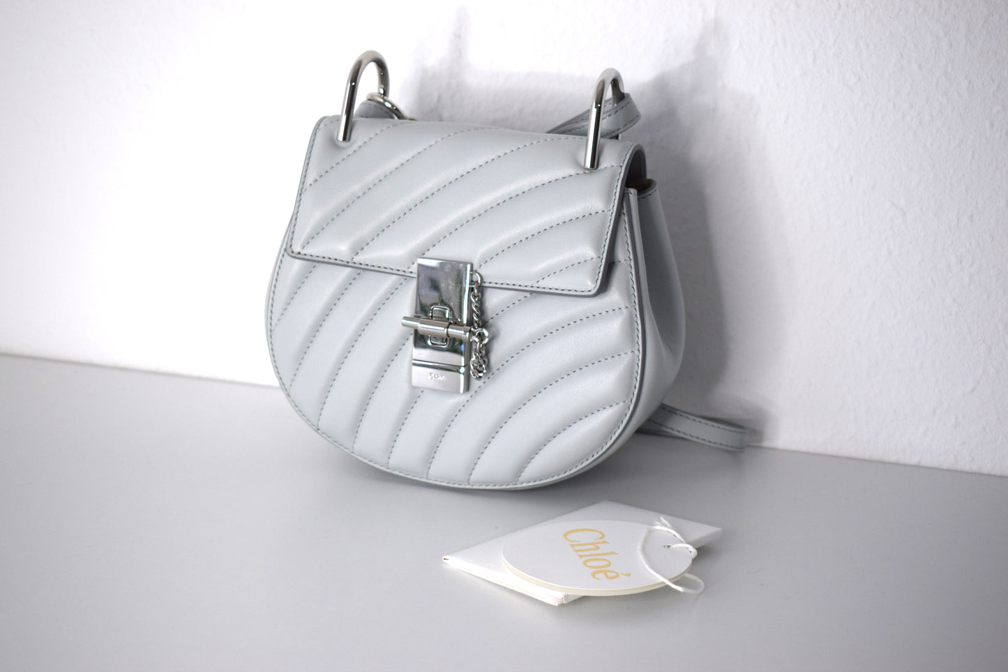 Chloé Drew Crossbody Bag Graublau Silber