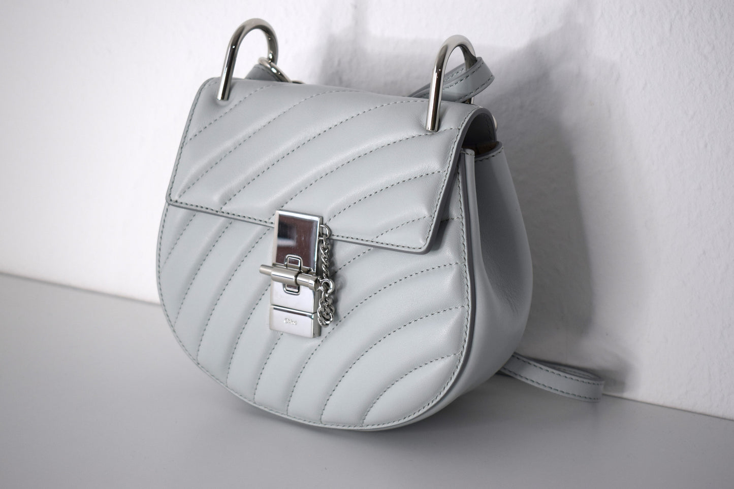 Chloé Drew Crossbody Bag Graublau Silber