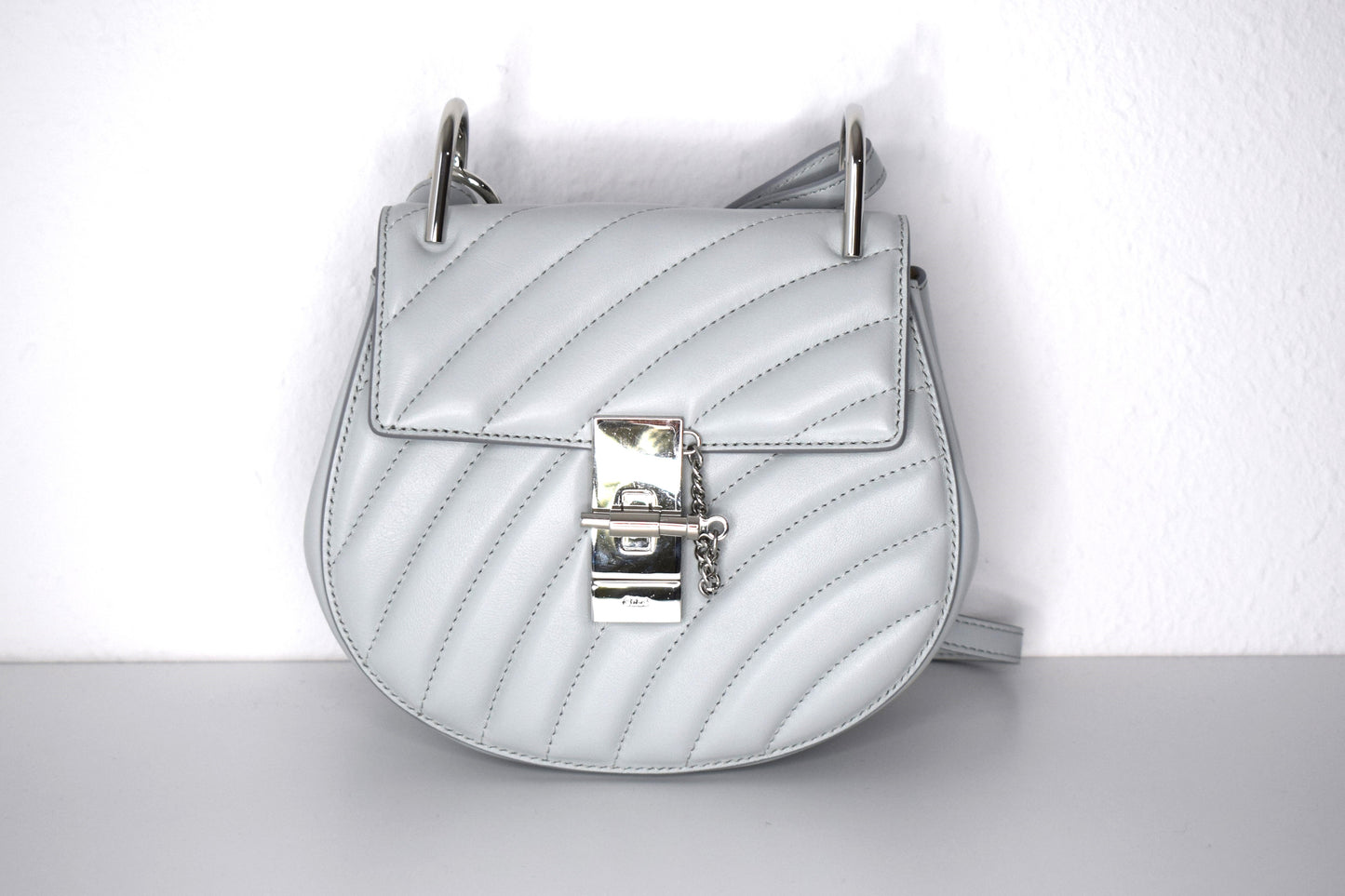 Chloé Drew Crossbody Bag Graublau Silber