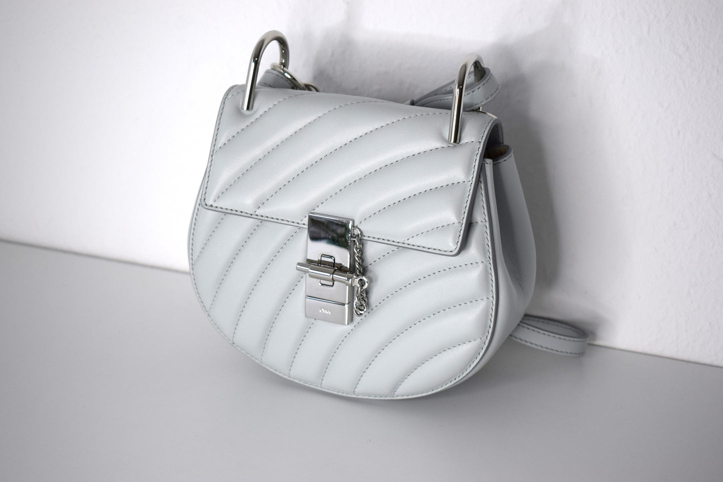 Chloé Drew Crossbody Bag Graublau Silber