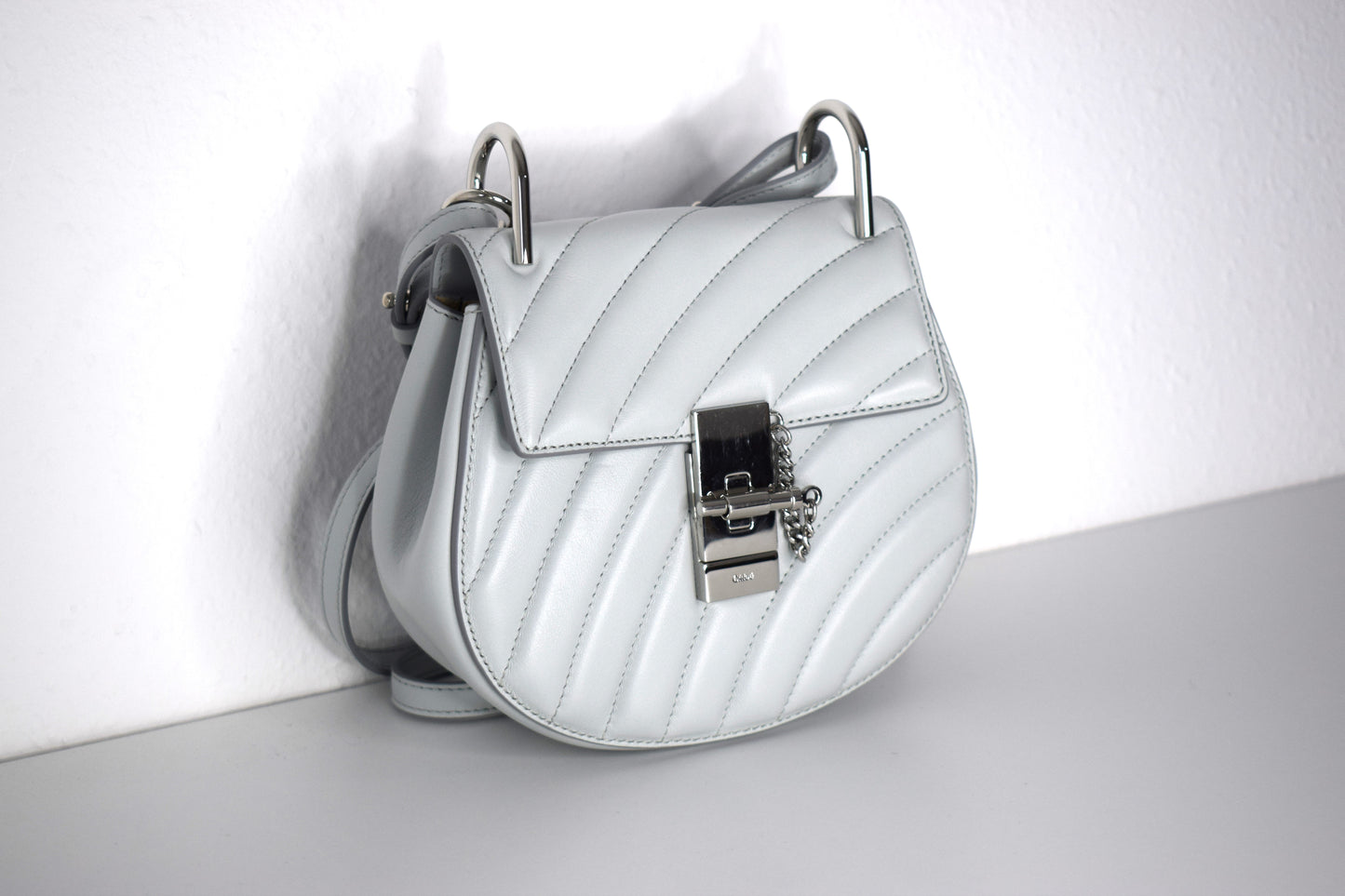 Chloé Drew Crossbody Bag Graublau Silber