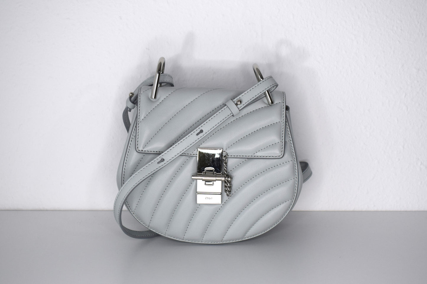 Chloé Drew Crossbody Bag Graublau Silber