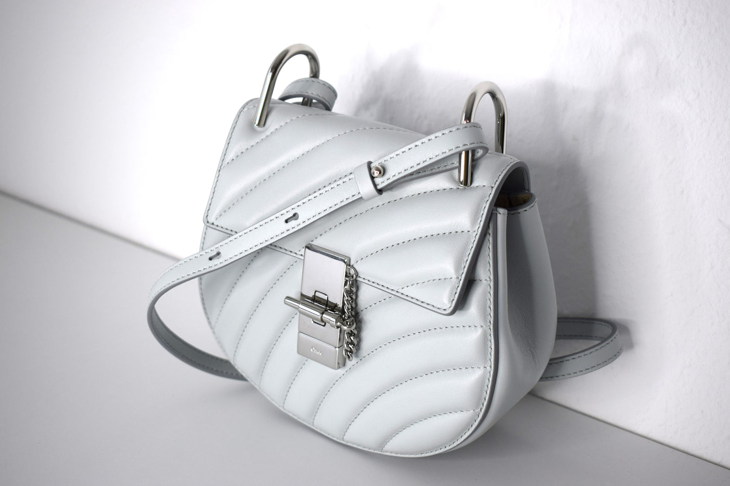 Chloé Drew Crossbody Bag Graublau Silber