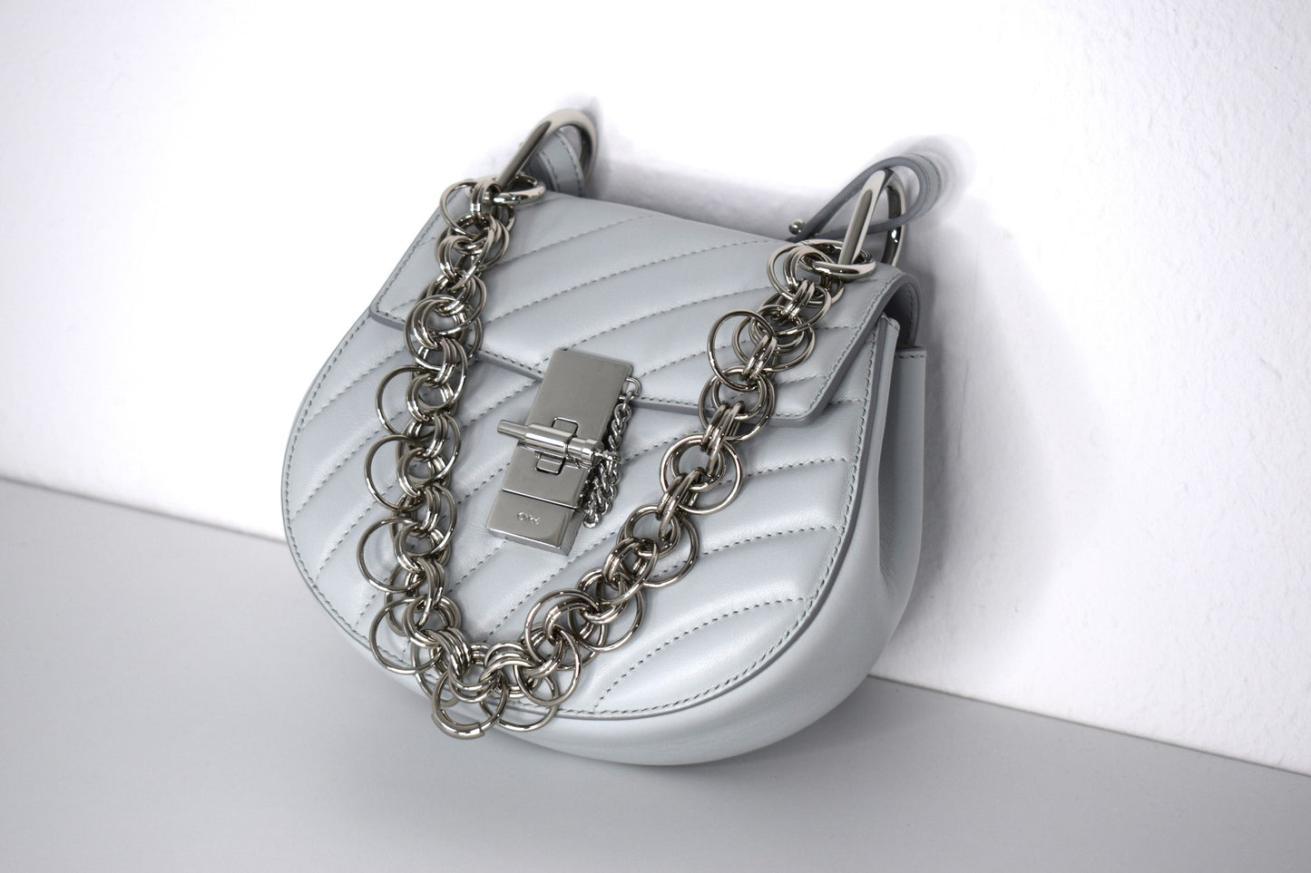 Chloé Drew Crossbody Bag Graublau Silber
