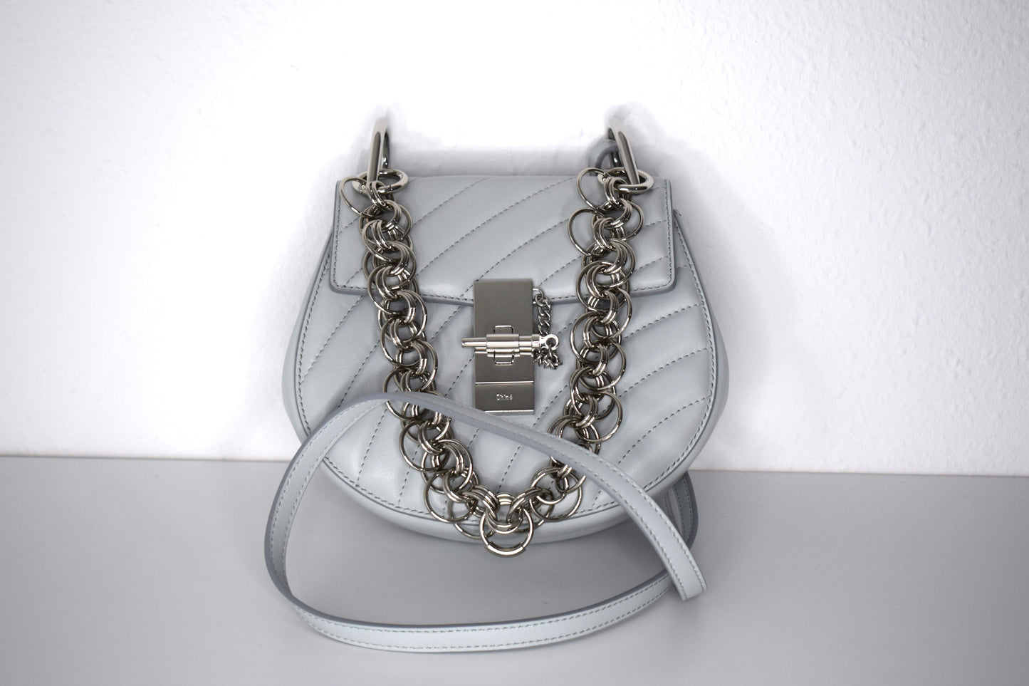 Chloé Drew Crossbody Bag Graublau Silber