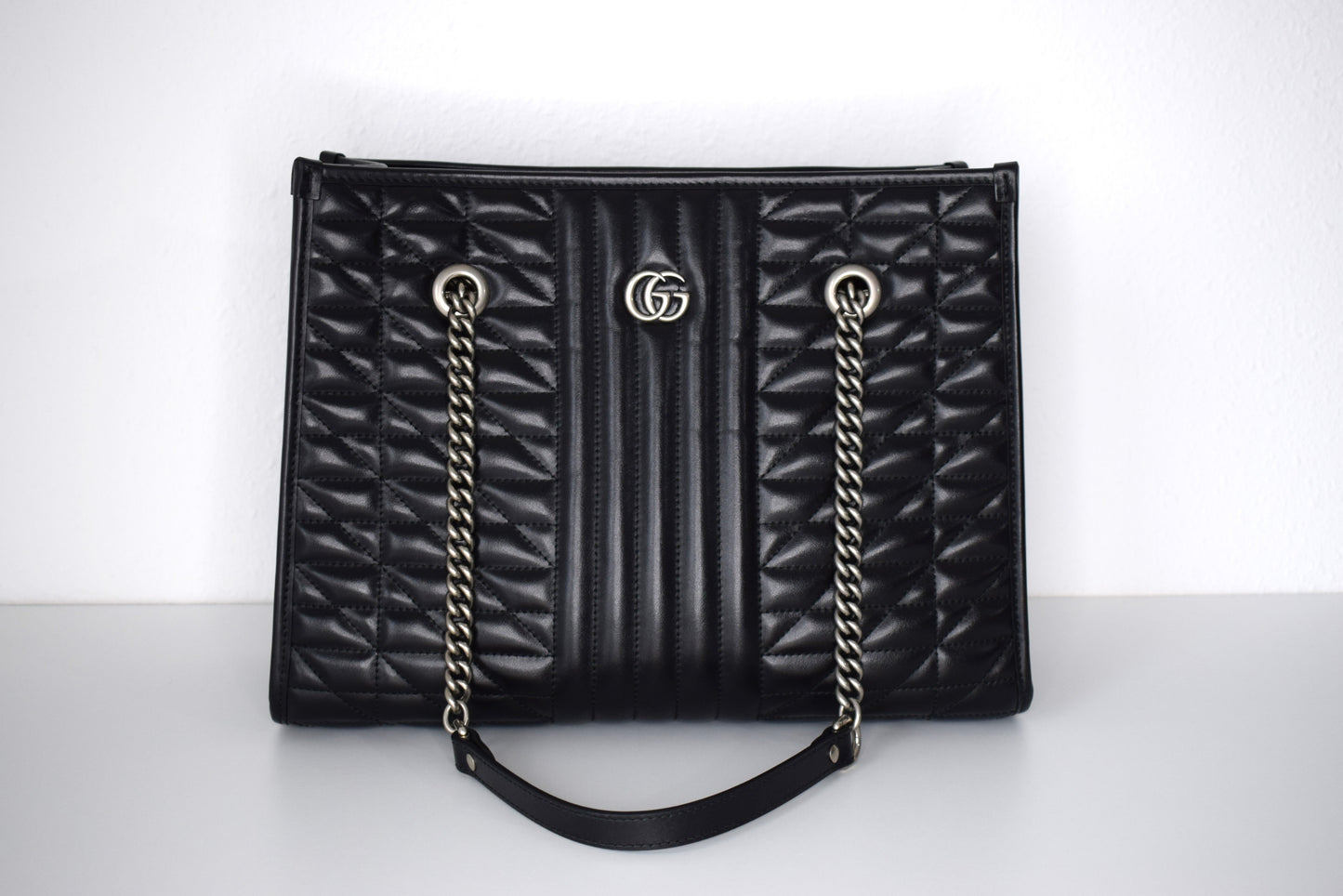 Gucci Marmont Matelasse Tote "Aria" Shopper Schwarz Silber