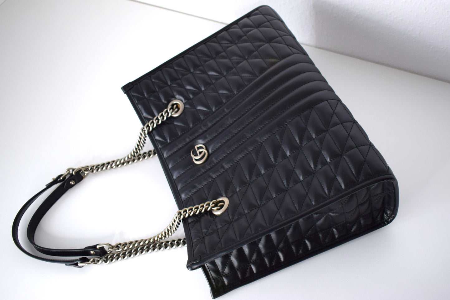 Gucci Marmont Matelasse Tote "Aria" Shopper Schwarz Silber