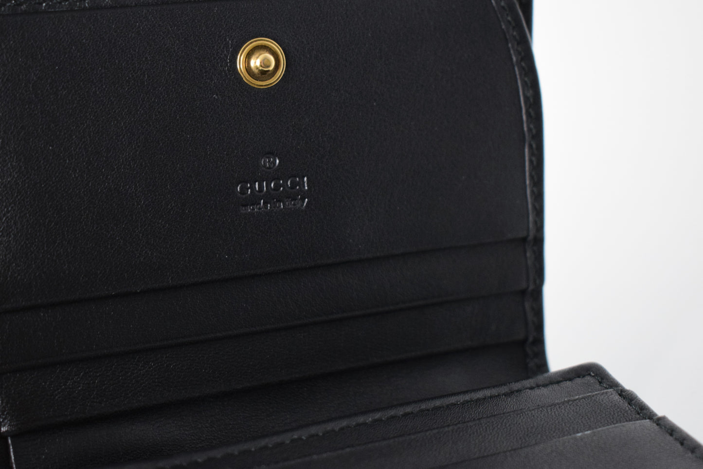 Gucci Marmont Geldbörse Klein Leder Schwarz Gold