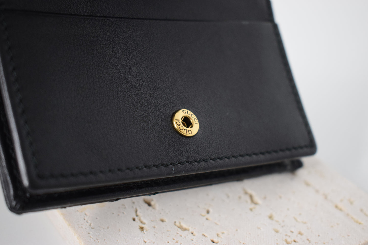 Gucci Marmont Geldbörse Klein Leder Schwarz Gold
