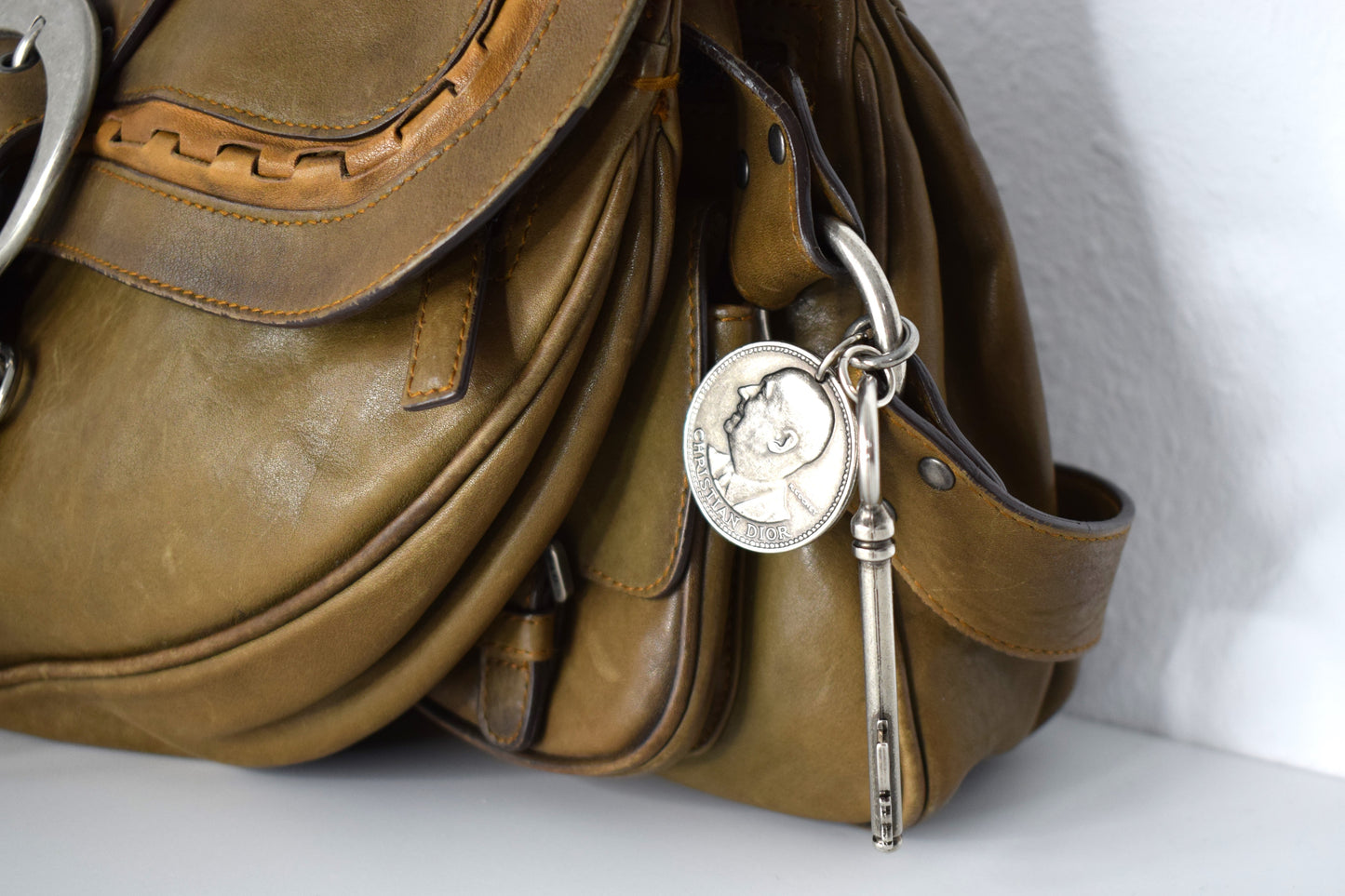 Vintage Dior Saddle Bag "Gaucho" Khaki Olive Double Flap