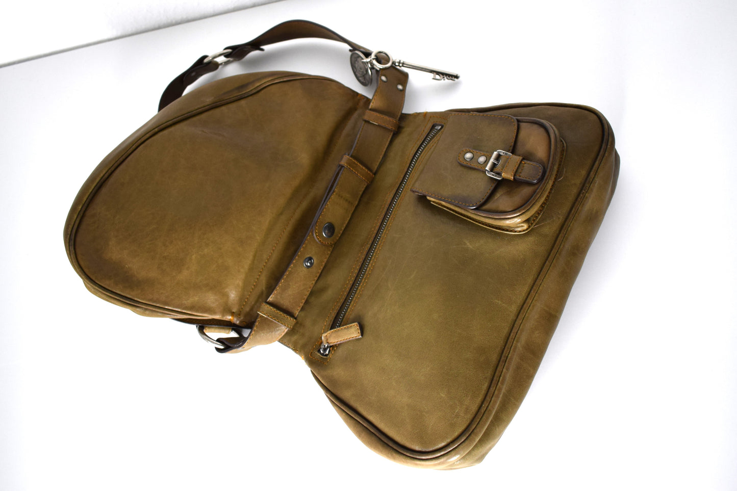 Vintage Dior Saddle Bag "Gaucho" Khaki Olive Double Flap