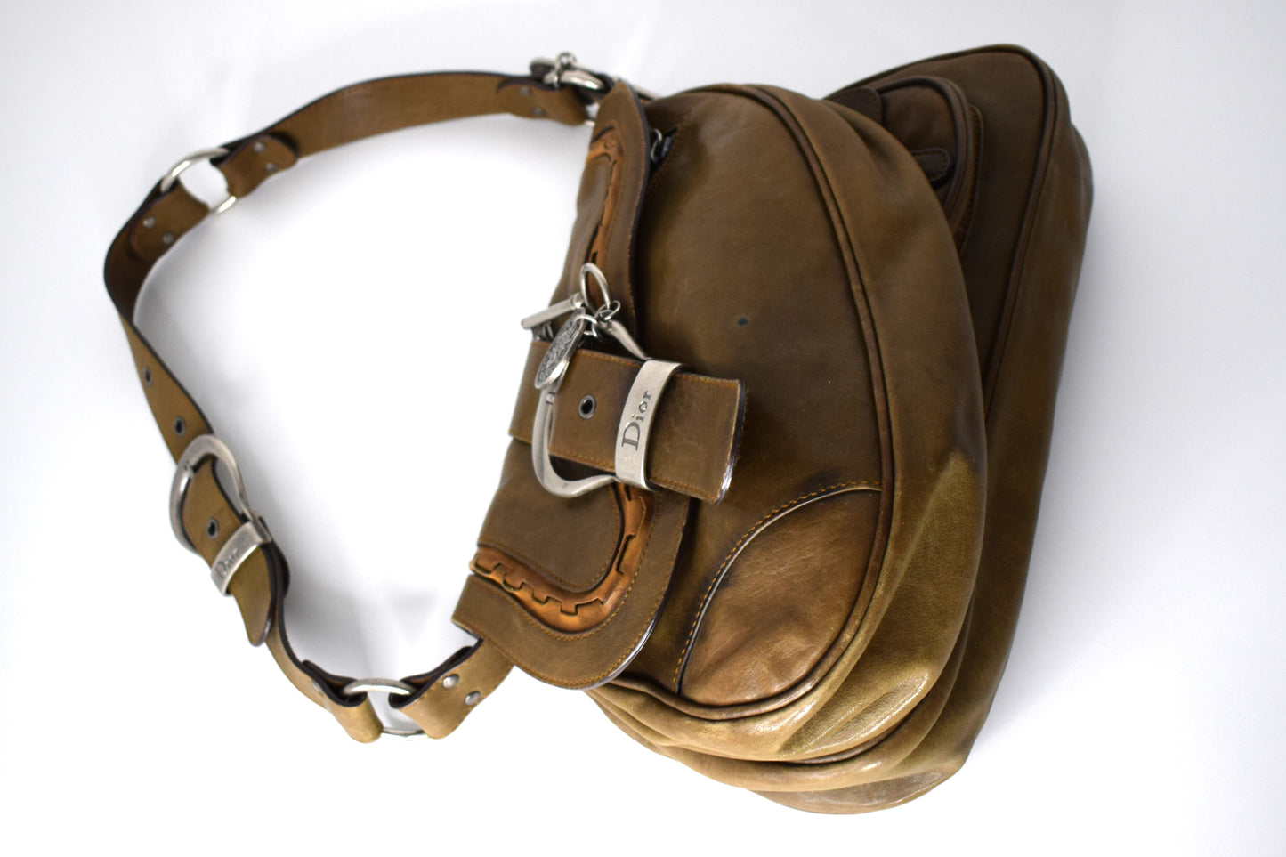 Vintage Dior Saddle Bag "Gaucho" Khaki Olive Double Flap