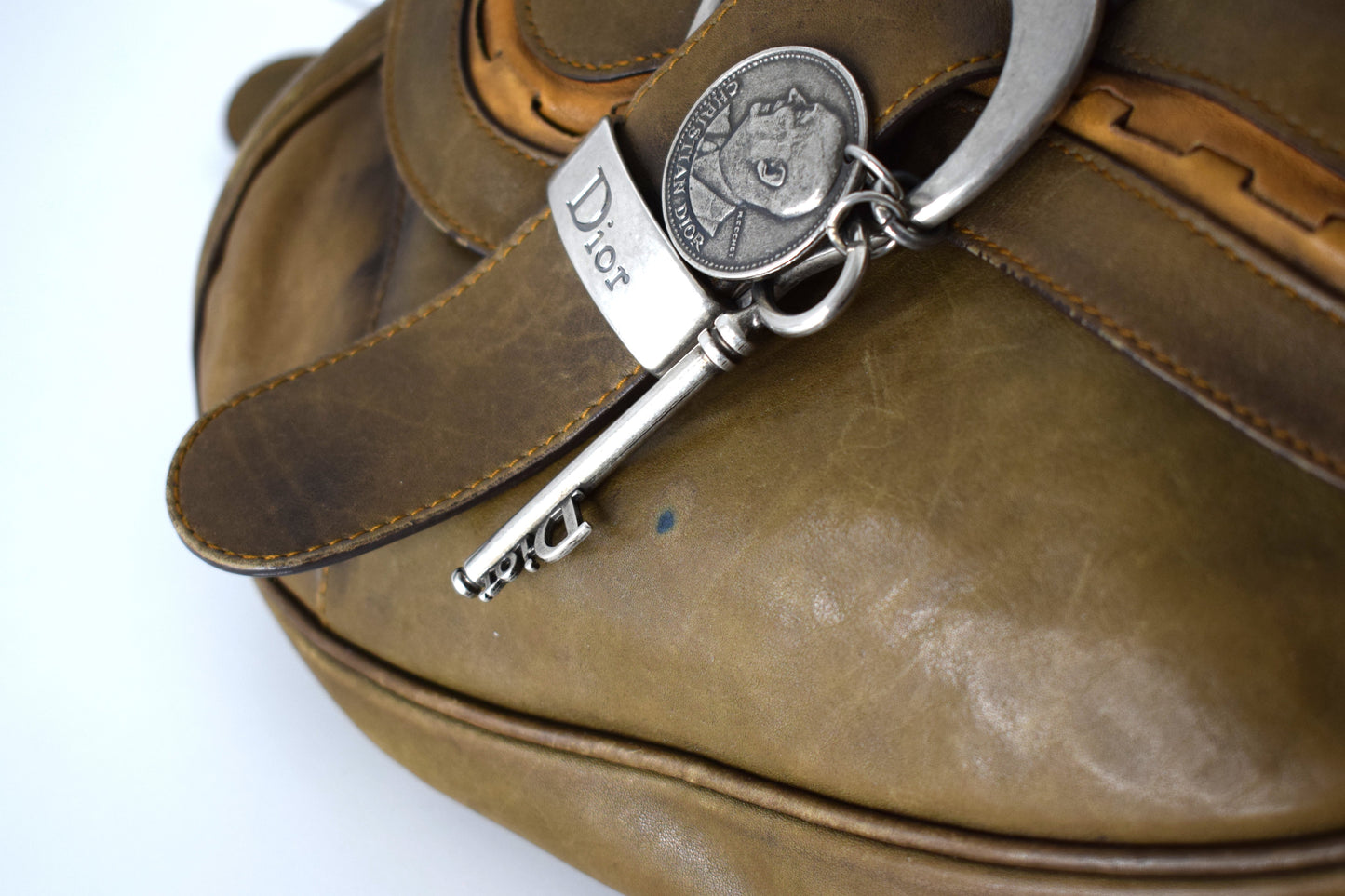 Vintage Dior Saddle Bag "Gaucho" Khaki Olive Double Flap