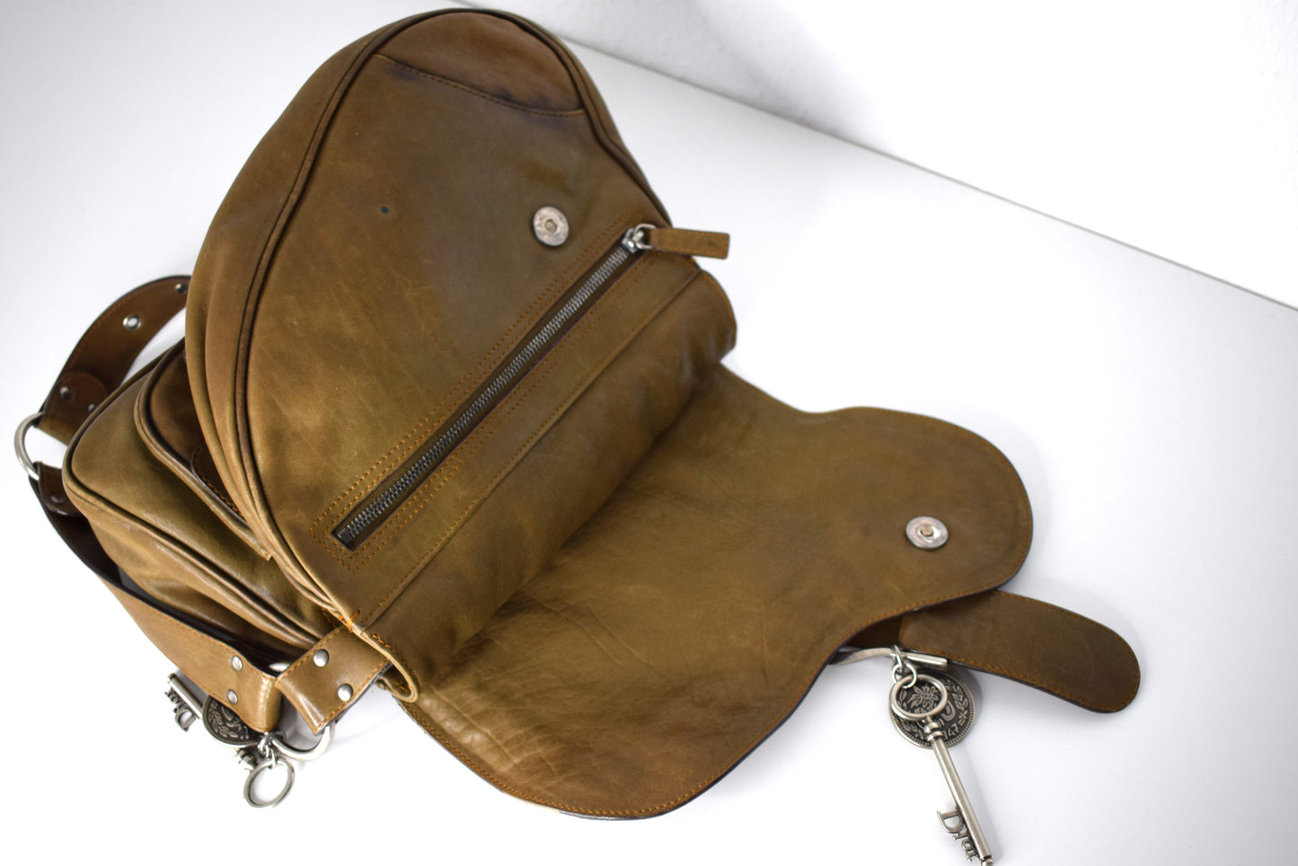 Vintage Dior Saddle Bag "Gaucho" Khaki Olive Double Flap