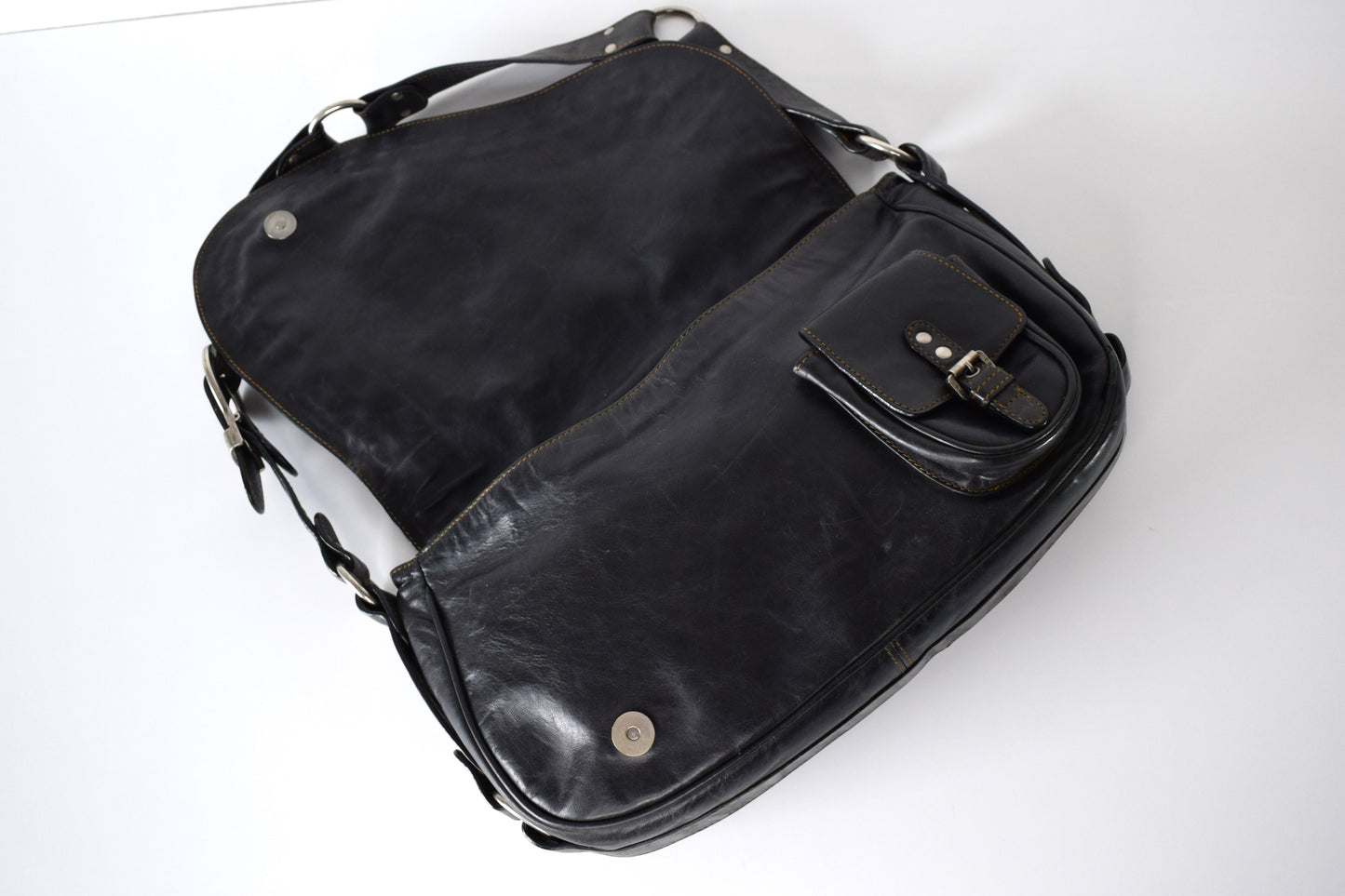 Dior Vintage Saddle Bag "Gaucho" Schwarz Braun Großes Modell