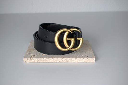 Gucci Marmont Gürtel 90/3 Schwarz Leder Gold