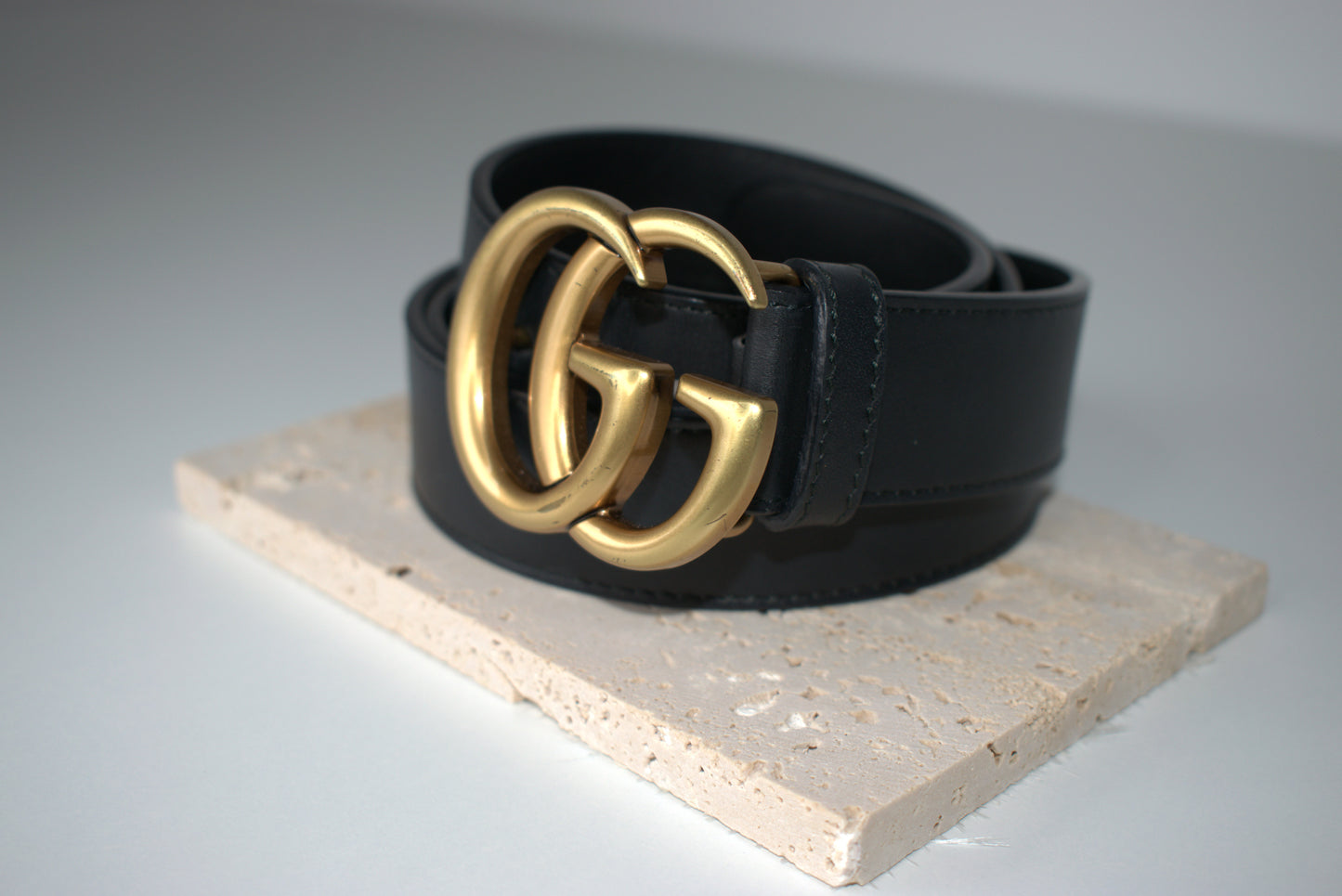 Gucci Marmont Gürtel 90/3 Schwarz Leder Gold