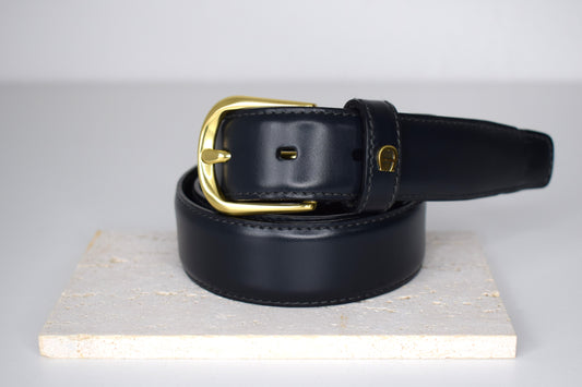 Aigner Gürtel Dunkelblau Gr. 75 / 3 cm Gold