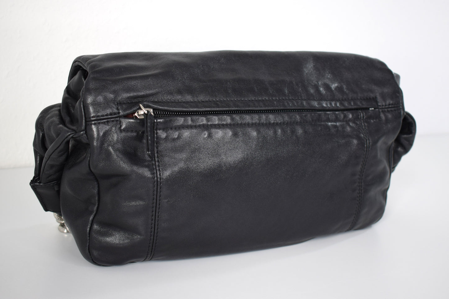 Chanel Flap Bag CC Schultertasche / Clutch Schwarz Silber