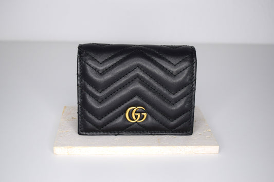 Gucci Marmont Geldbörse Klein Leder Schwarz Gold